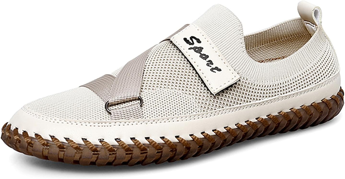 

Мужские вязаные кроссовки Dacnakby для ходьбы, мокасины с эластичной лямкой, гибкая резиновая подошва, дышащие и удобные кроссовки, бежевый