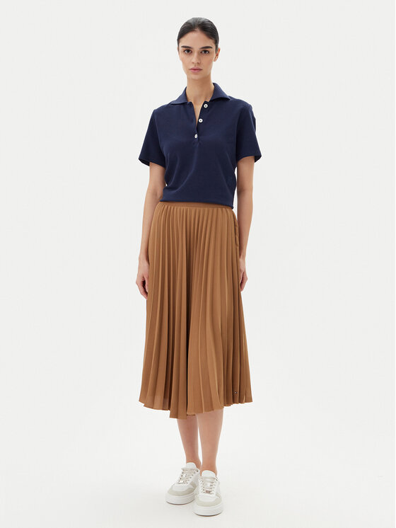 Юбка в складку стандартный крой WW0WW43886 Tommy Hilfiger, коричневый — фото 2
