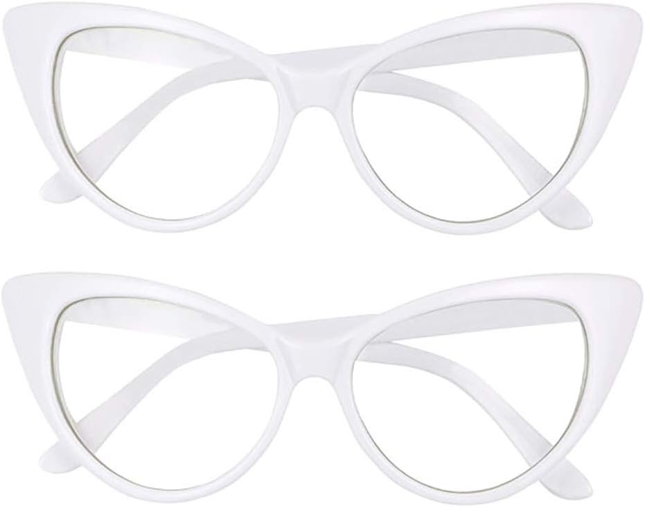 

Солнцезащитные очки ShadyVEU в винтажном стиле «кошачий глаз» с защитой от УФ-излучения, без диоптрий, с прозрачными линзами, в стиле ретро, ​​модные и стильные, 2-pack White Frame