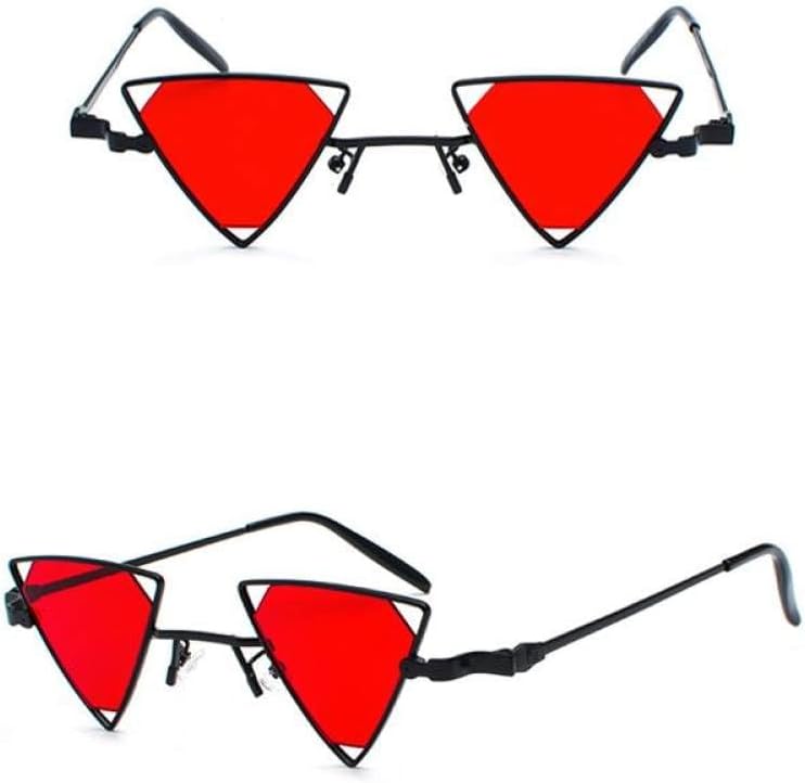 

Треугольные солнцезащитные очки для женщин в винтажном панк-стиле с металлической оправой, розовые, желтые, черные, красные. Солнцезащитные очки для мужчин MUTYNE, Black With Clear Red