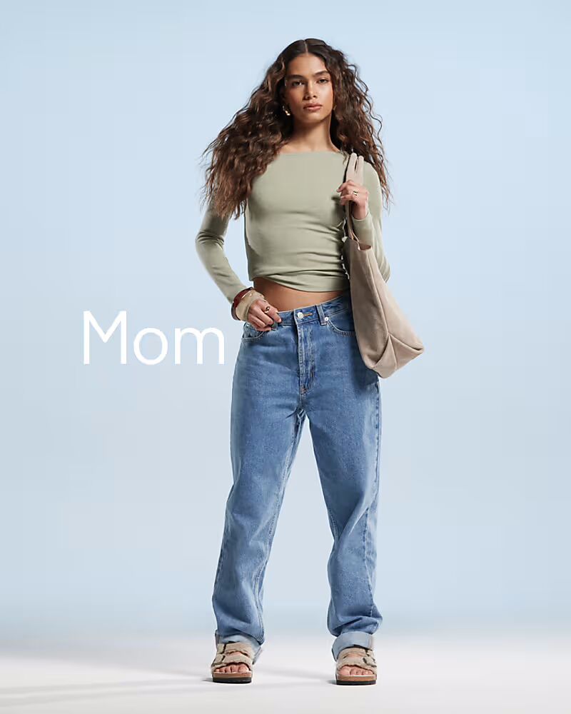 

Свободные джинсы mom с высокой талией ASOS DESIGN чистого синего цвета