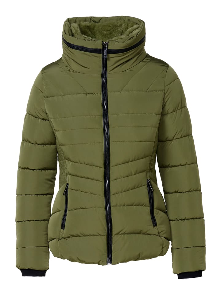 

Женская стеганая куртка с воротником цвета хаки KOROSHI