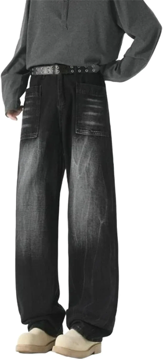 Джинсы классические Mens Casual Denim Jeans, черно-серый