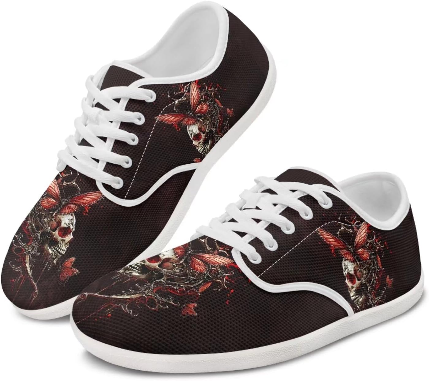 

Женские рабочее кроссовки с черепом широкой ширины теннисные кроссовки для ходьбы на плоских днях рождения спортивные кроссовки Ecaestolph, красный