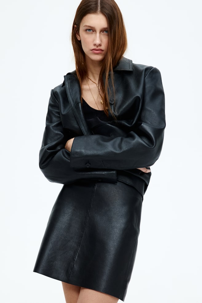 

Кожаная мини-юбка H&M, черный