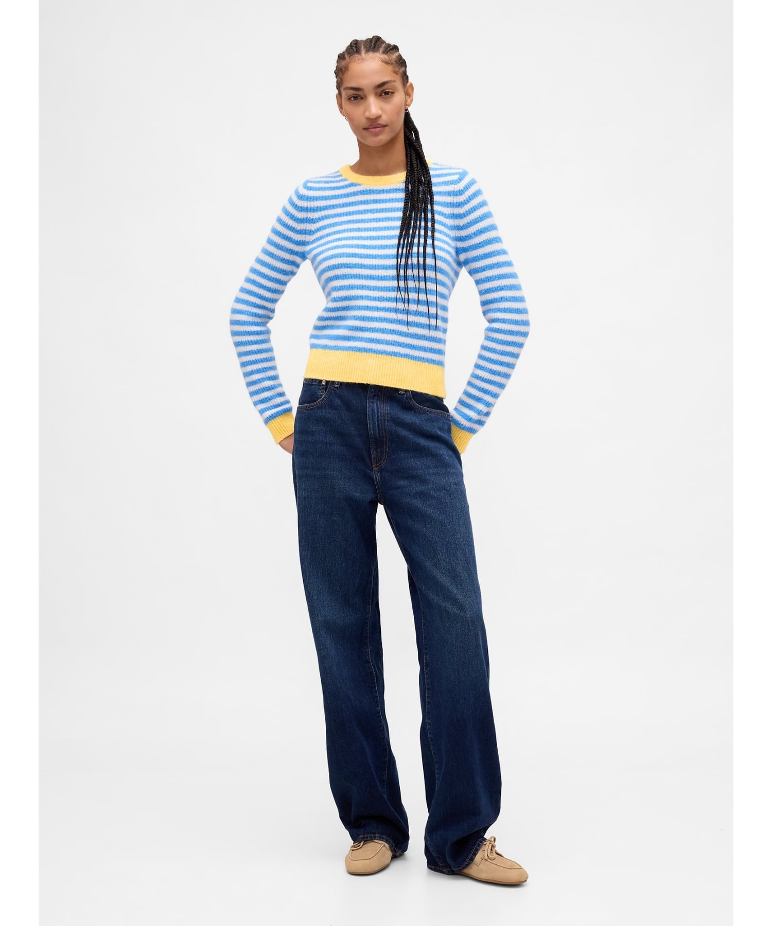 (W) Свитер с круглым вырезом CashSoft Cashmere Touch GAP, BLUE_WHITE_STRIPE