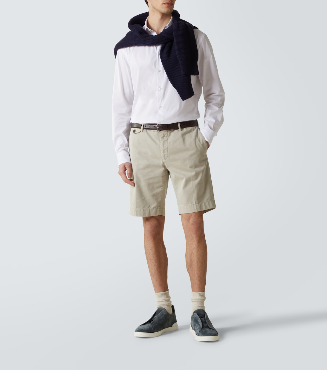 Слипоны из замши с тройной строчкой Zegna, синий — фото 2