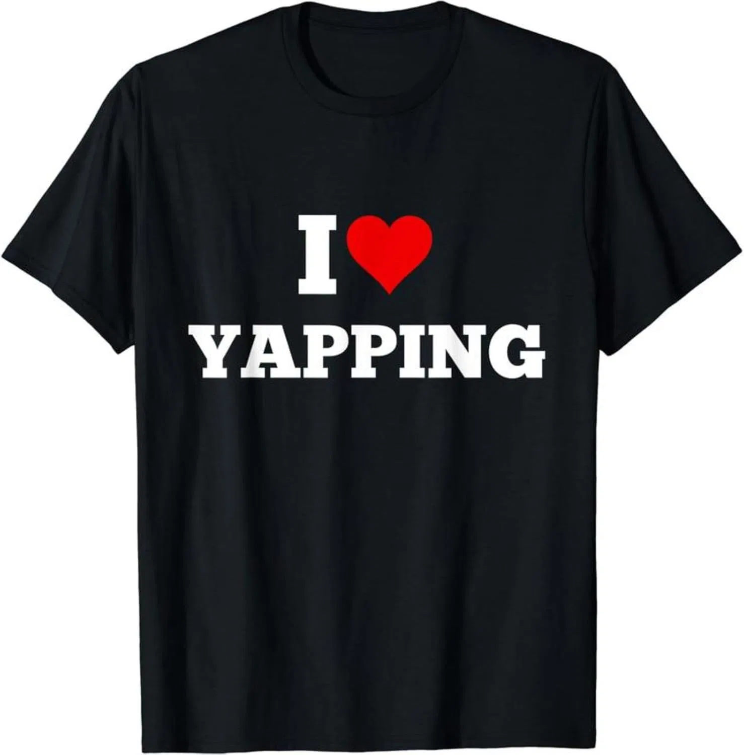 Generic Футболка I Love Yapping с принтом, смешной мем, мягкий хлопок, повседневная, с коротким рукавом и круглым вырезом, черная, S-5XL