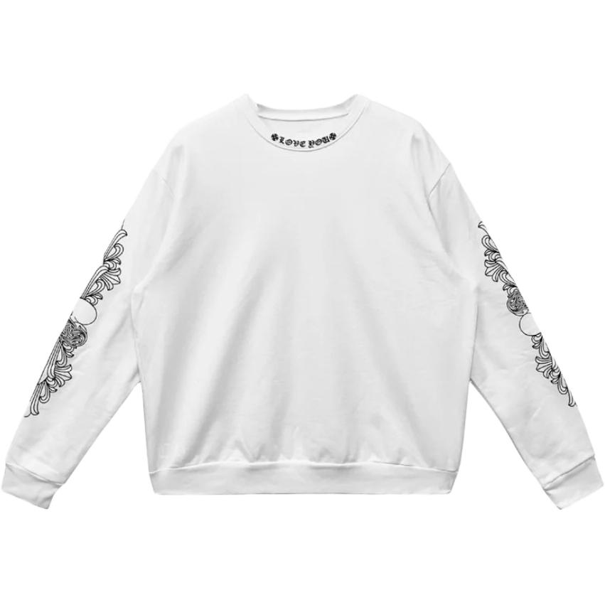 Свитшот с цветочным принтом и круглым вырезом Chrome Hearts, белый — фото 2