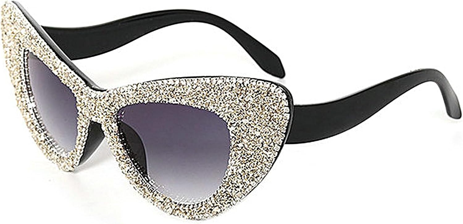 

Крупные солнцезащитные очки «кошачий глаз» для женщин, солнцезащитные очки с бриллиантами, солнцезащитные очки с блестками и стразами для мужчин, роскошные очки 2020 года, защита от ультрафиолета UV400 COTIA, Silver Diamond