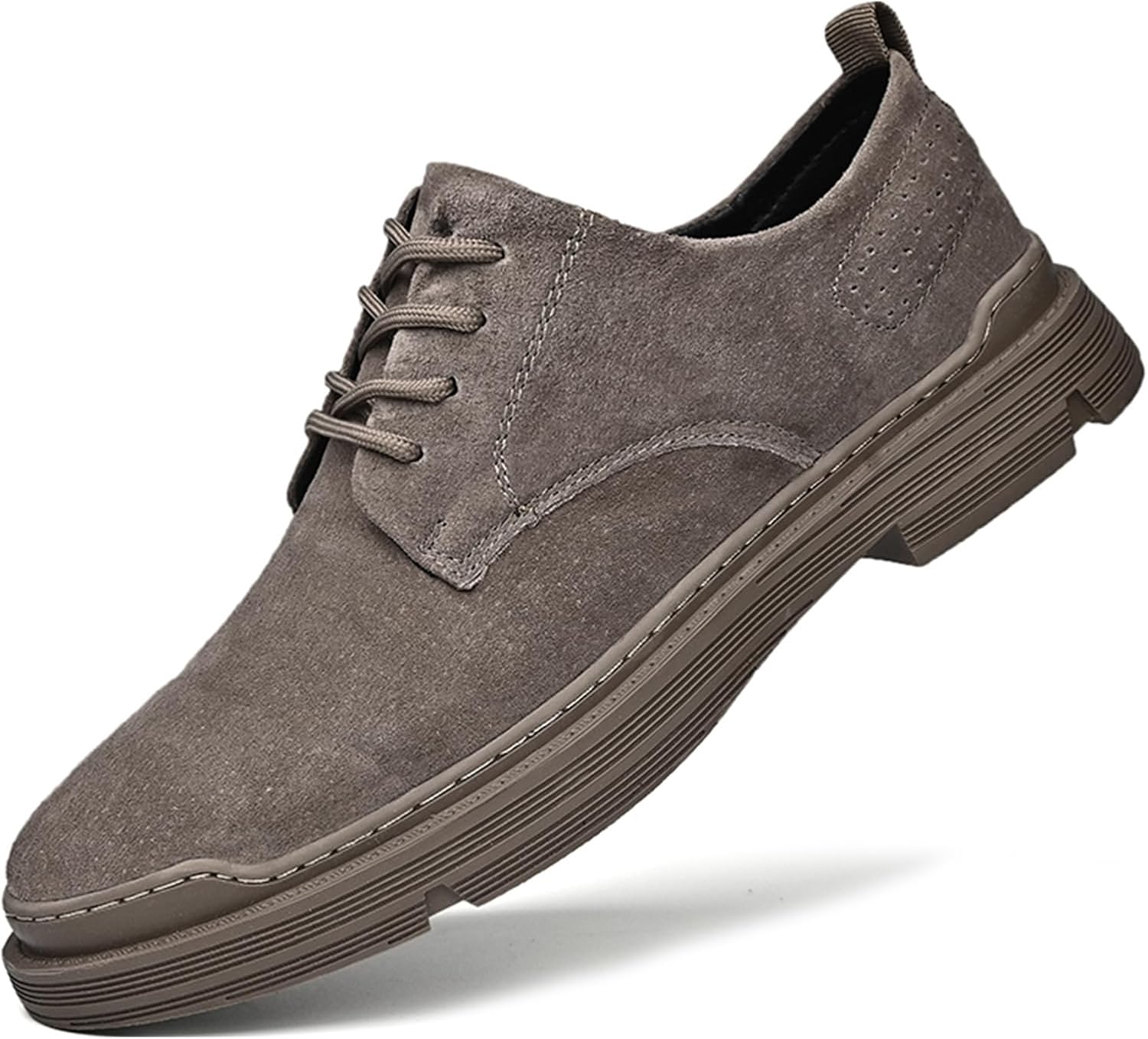 

Мужские замшевые кожаные оксфорды на шнуровке с круглым носком, низкие британские повседневные деловые туфли дерби Ptnoka, хаки