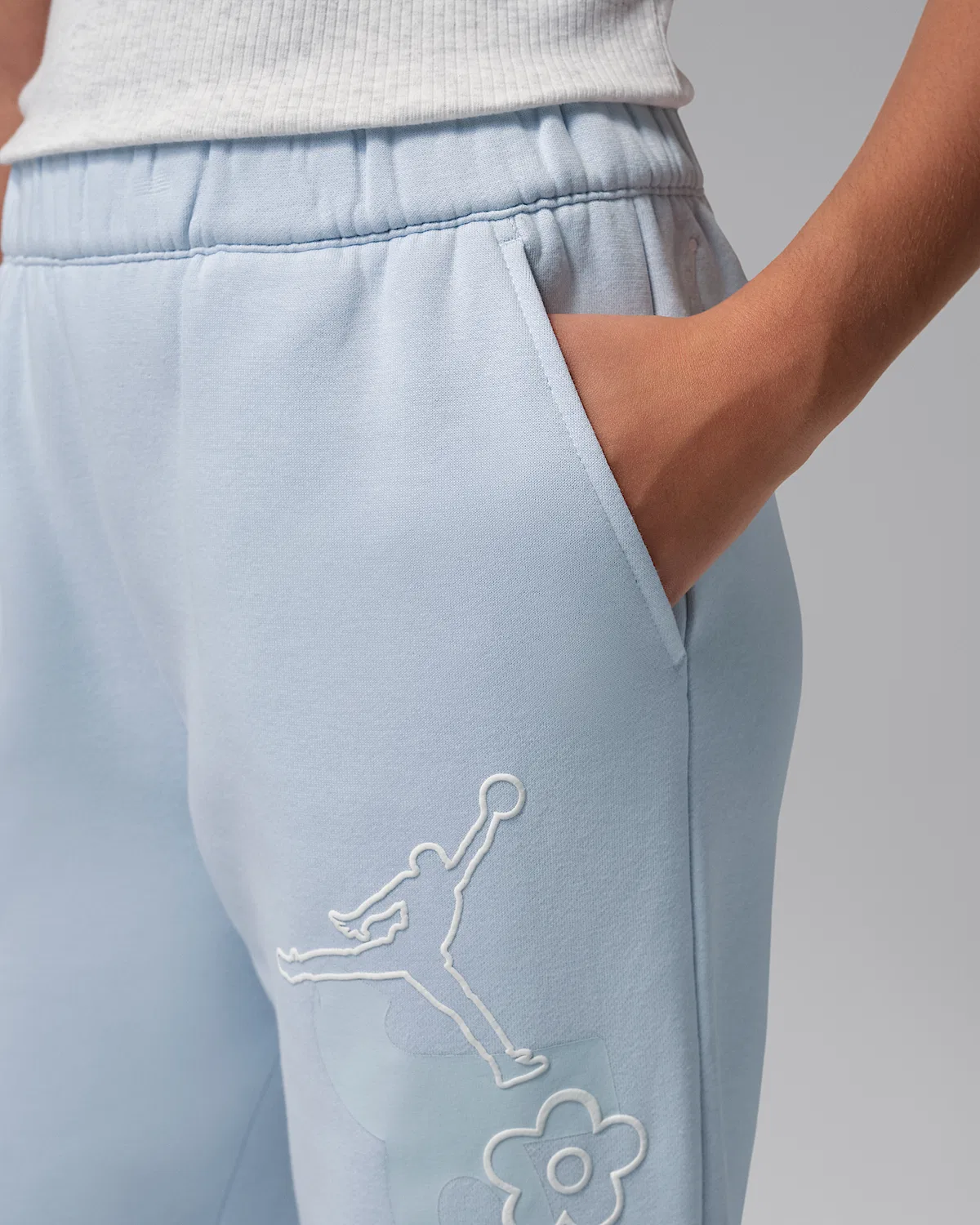 Детские флисовые штаны Jordan Love is in the Air, Light Blue/White/White — фото 3