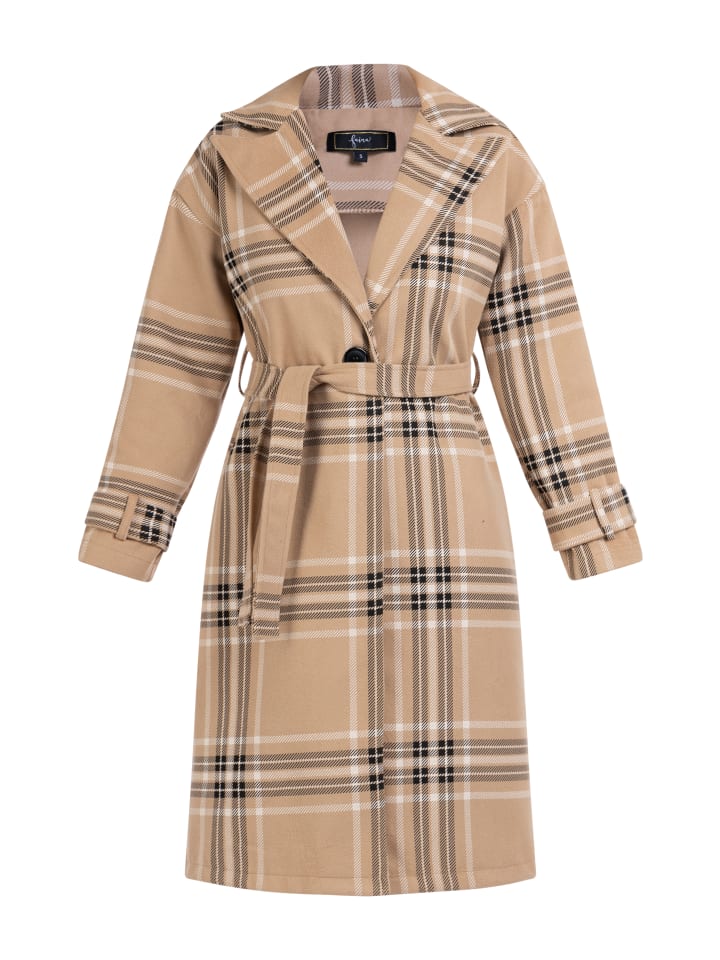 

Женское пальто в бежевую клетку faina