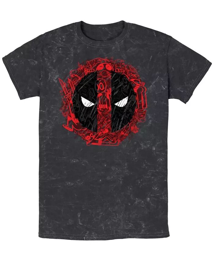 

Мужская футболка Deadpool Icons с коротким рукавом и минеральной стиркой Fifth Sun, черный