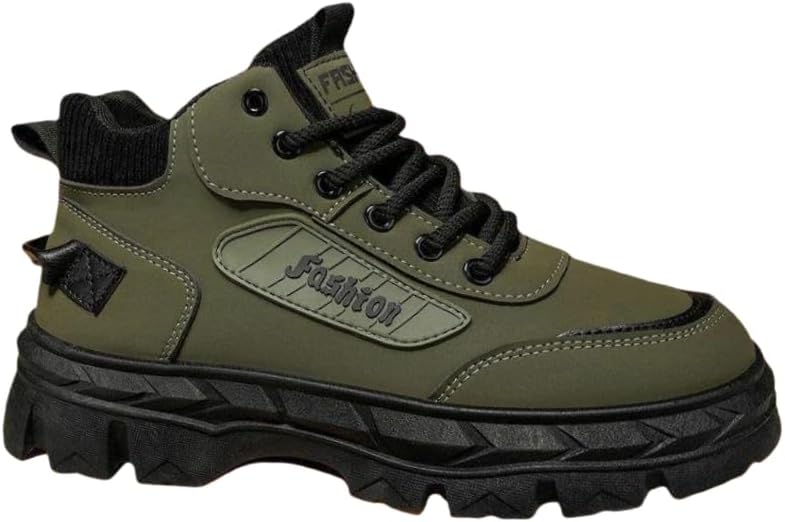 

Мужские модные короткие ботинки SPKFHD- высокие ботинки на шнуровке с толстой подошвой, резиновая подошва- подходят для повседневного использования или активного отдыха на открытом воздухе, зеленый