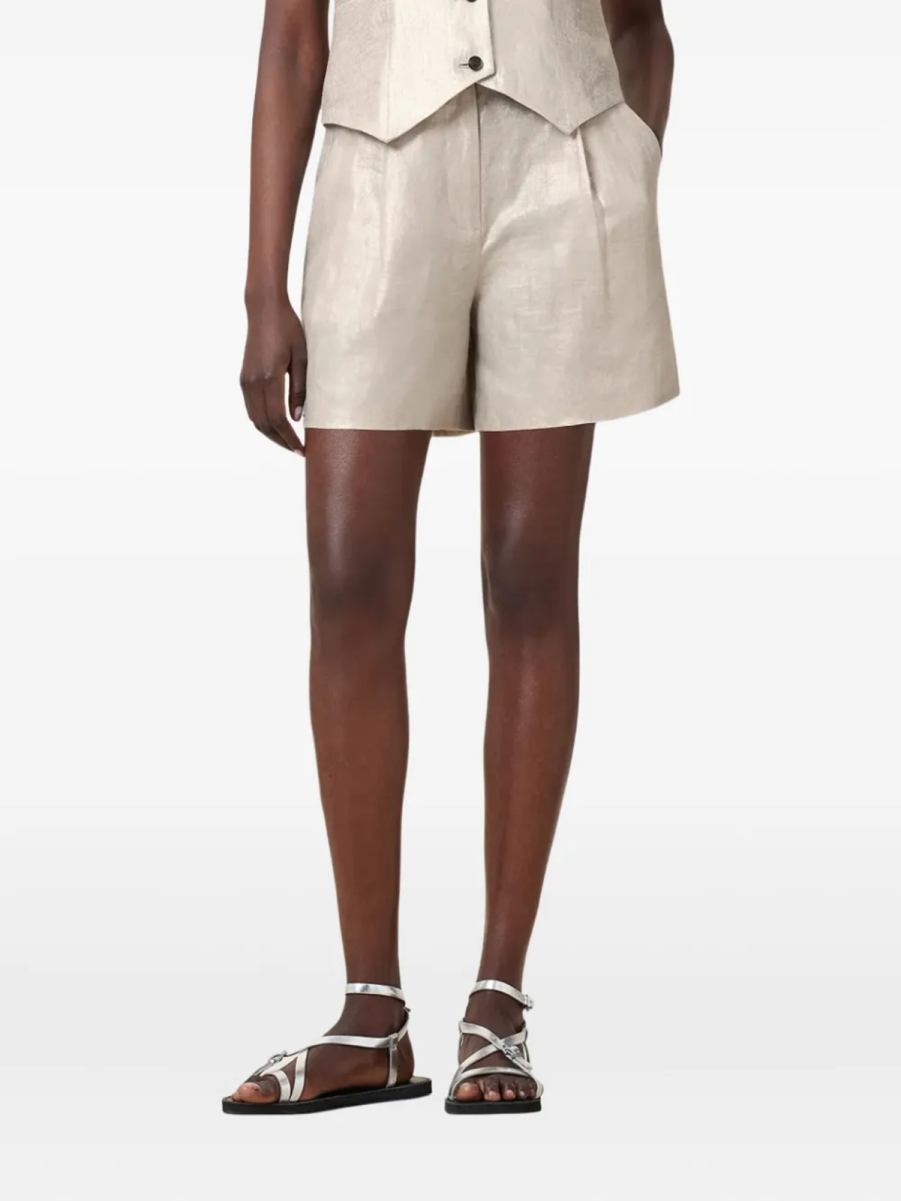 

Льняные шорты AllSaints Averie, серебряный
