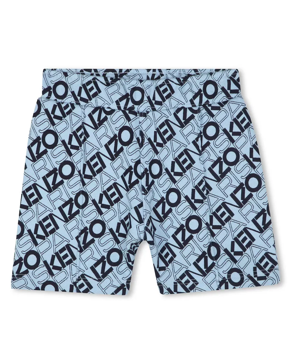 

Шорты-бермуды для мальчиков из хлопка с монограммой Kenzo Kids, голубой
