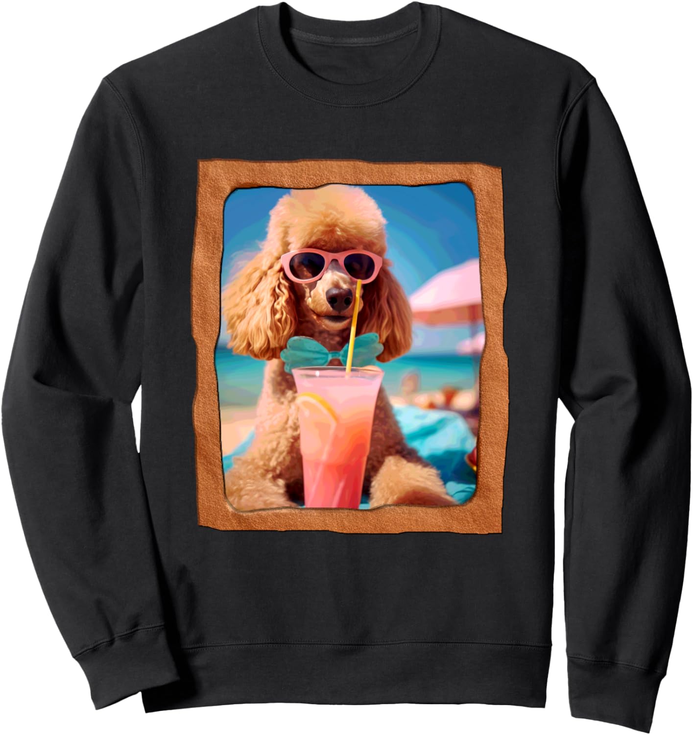 

Толстовка с изображением пуделя, солнцезащитные очки и напиток Playful Summer Vibes Pet Relaxation Beach Life, черный