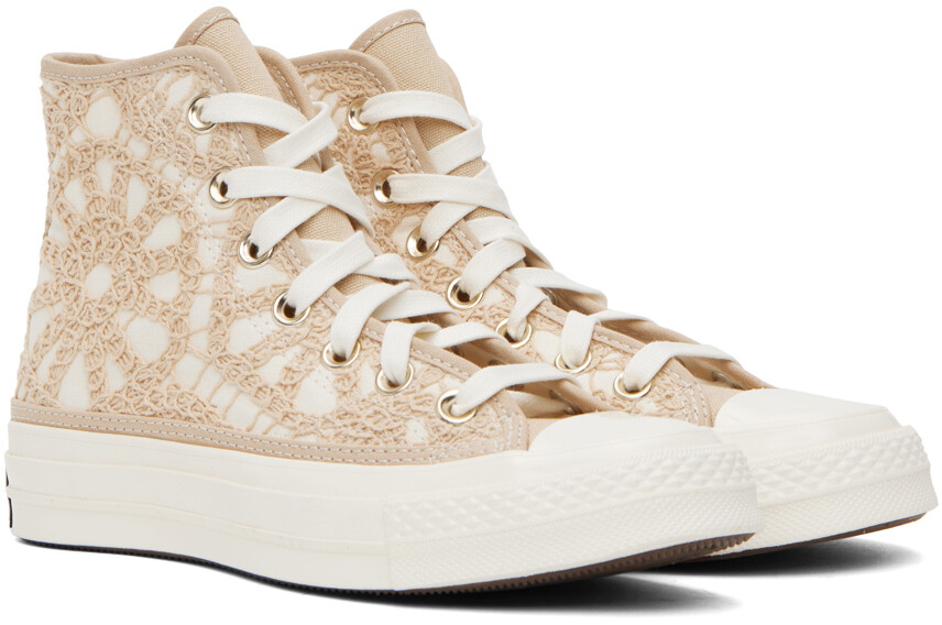 Бело-бежевые высокие кроссовки Chuck 70 Converse — фото 4