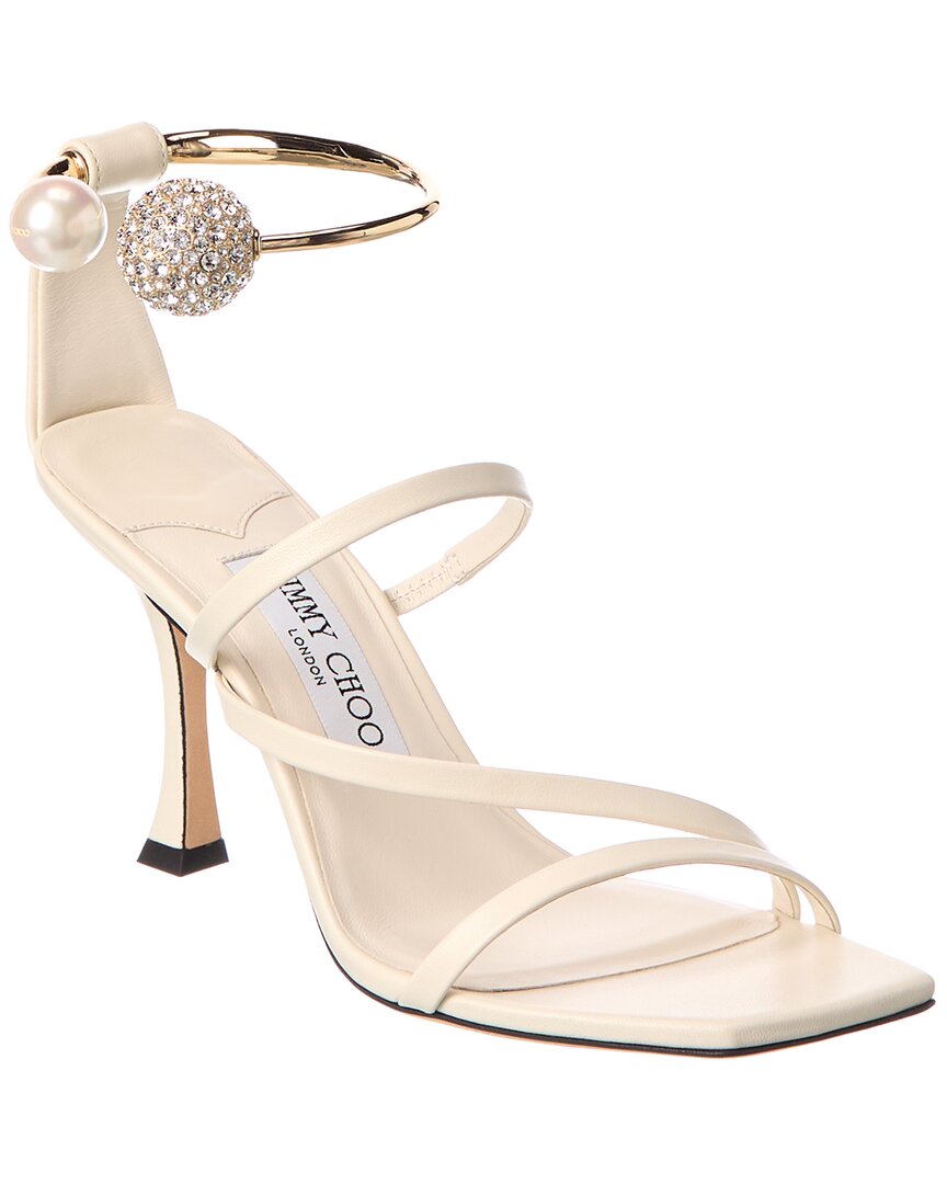 Джимми Чу Оттилия 90 Кожаные сандалии Jimmy Choo, белый
