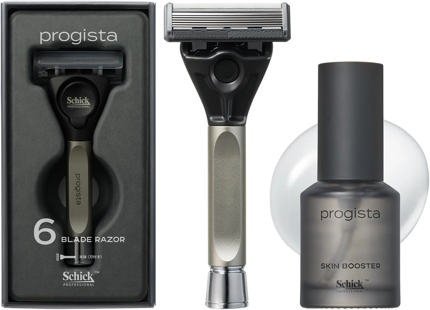 Станок для бритья с 6 лезвиями Schick ProGlide + Skin Booster 30 мл, серебристый