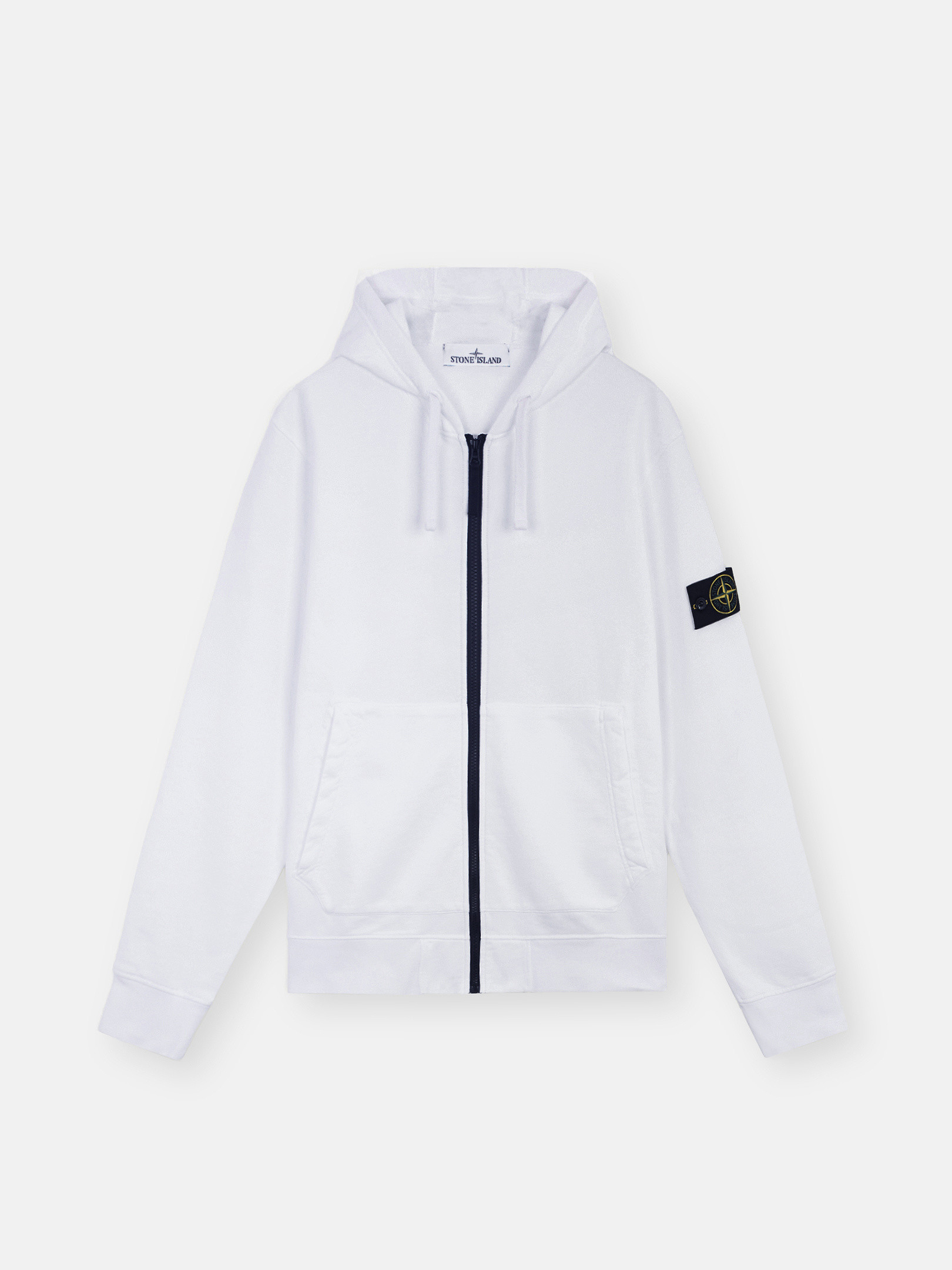 

Толстовка прямого кроя с капюшоном на молнии и карманами Stone Island 6100061 ORGANIC COTTON FLEECE, белый