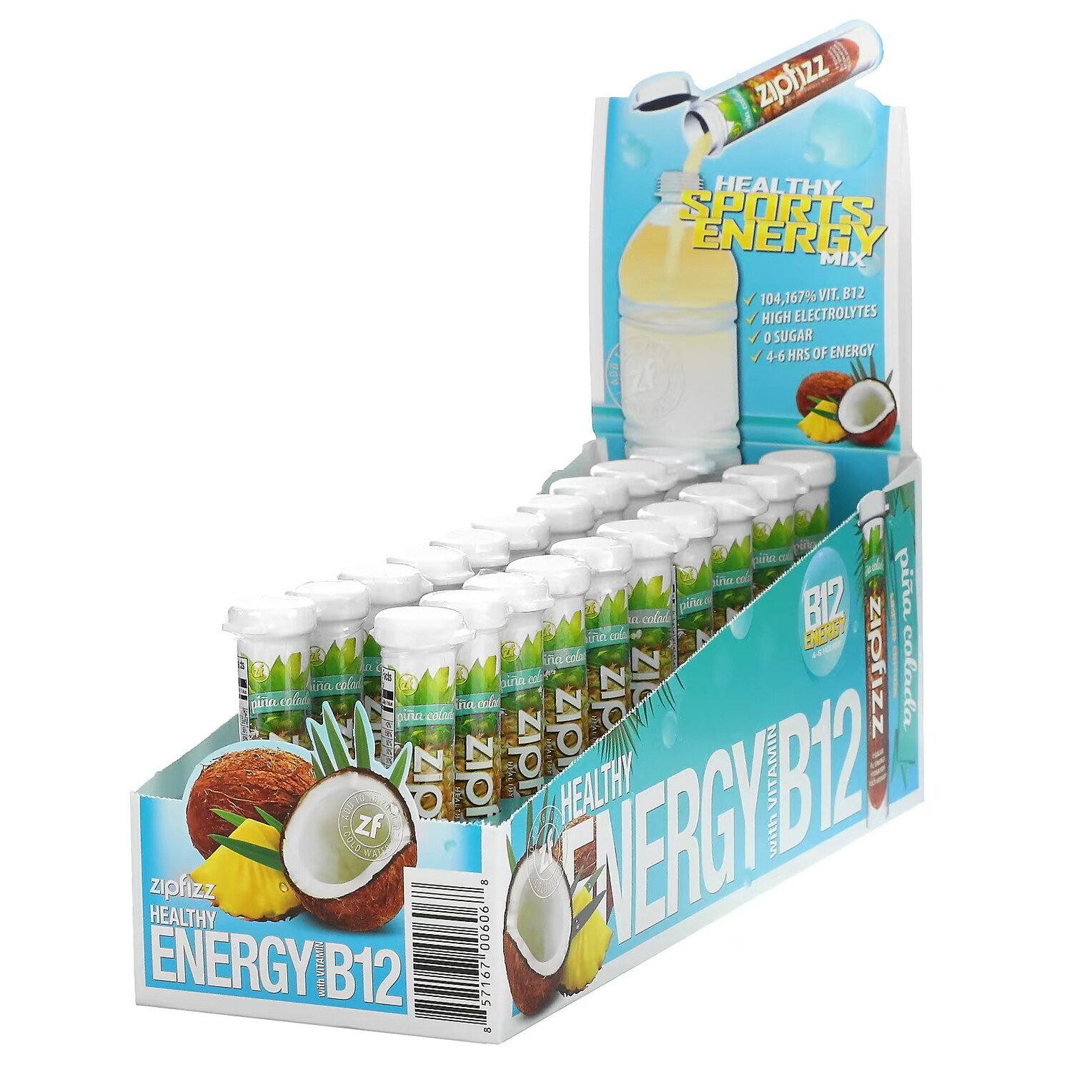 

Добавка с витамином B12 Zipfizz Healthy Energy пина колада, 20 тюбиков по 11 г