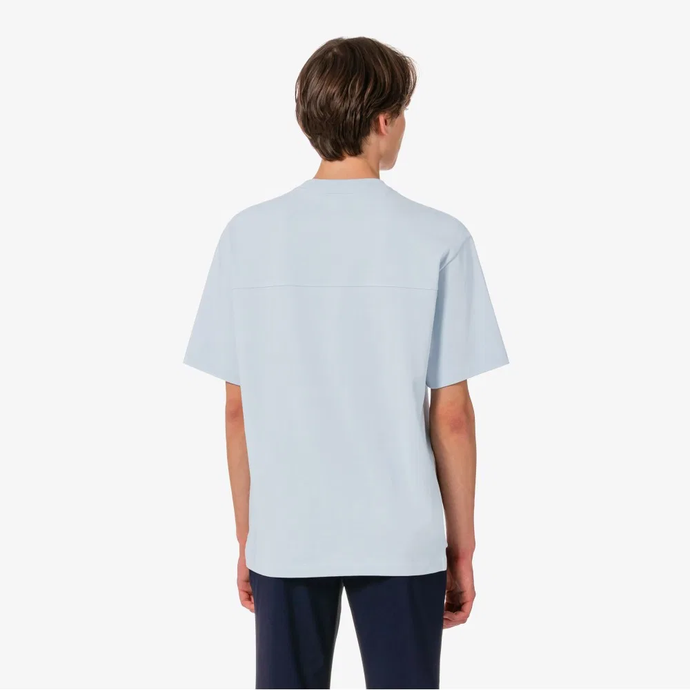 Мужская футболка Lacoste с коротким рукавом, тканая, с разрезами, светло-лавандовая — фото 3