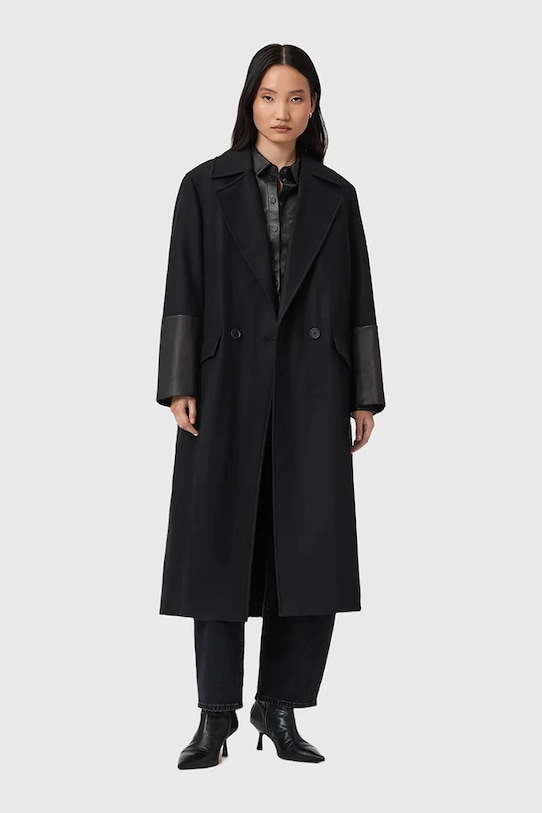 Шерстяное пальто SELLMA Allsaints, черный