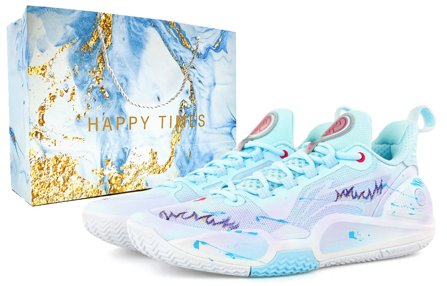 

Мужские низкие баскетбольные кроссовки LiNing Speed 9 с амортизацией, поддержкой сцепления, износостойкостью и противоскользящим покрытием., синий фиолетовый