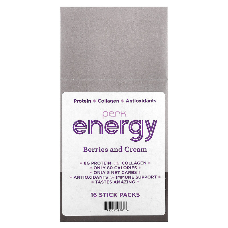 

Perk Energy, Ягоды и сливки, 16 пакетиков в стиках по 19,2 г