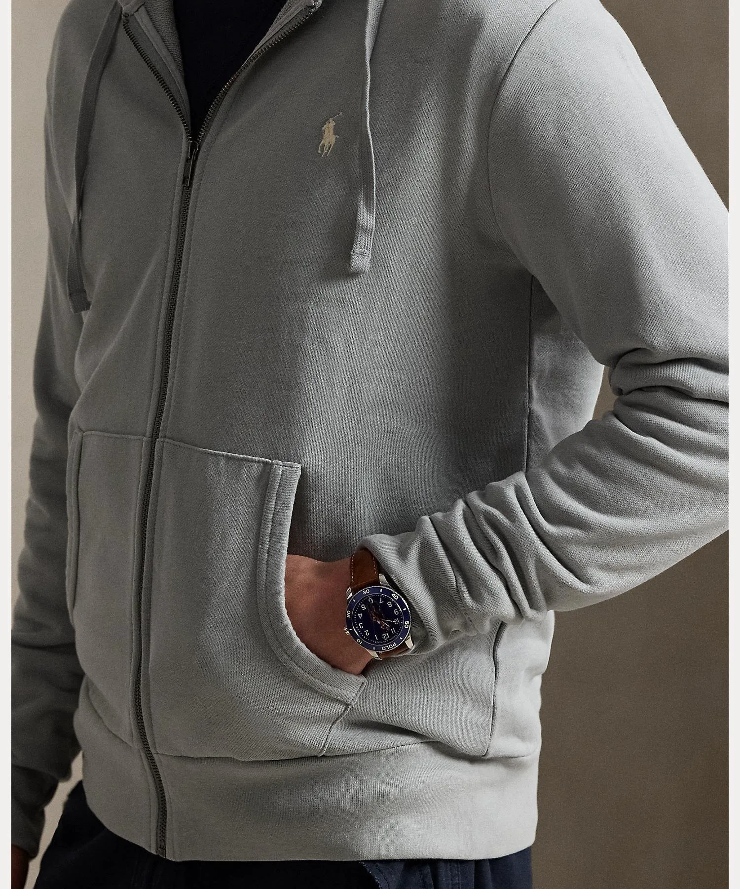 Худи Loopback Terry на молнии Polo Ralph Lauren, 020 Gray — фото 3