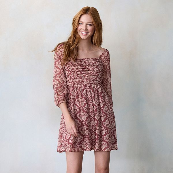 

Женское мини-платье с плиссированным лифом и рукавами-фонариками Lc Lauren Conrad, Mauve Wilma Wallpaper