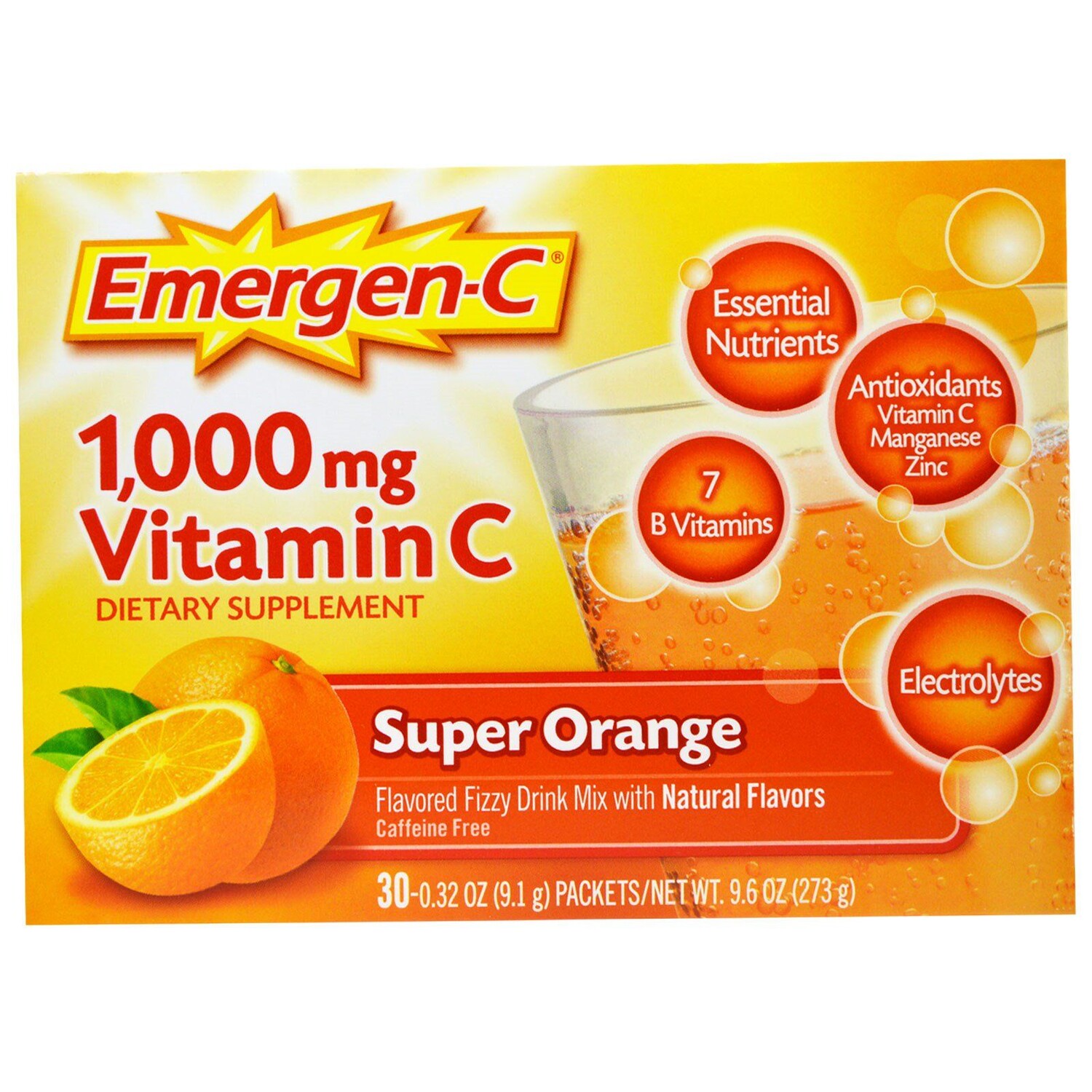 

Emergen-C 1000 мг витамина С супер-апельсин 30 пакетов 0,32 унции (9,1 г) каждый