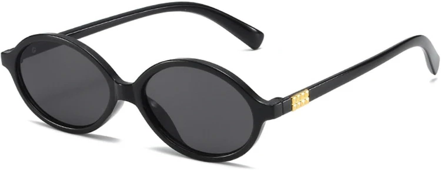 

Солнцезащитные очки с защитой от УФ-излучения UV400 | Овальная маленькая оправа в стиле панк | для женщин и мужчин, для занятий спортом на открытом воздухе и вождения DSVIGF, Black-black