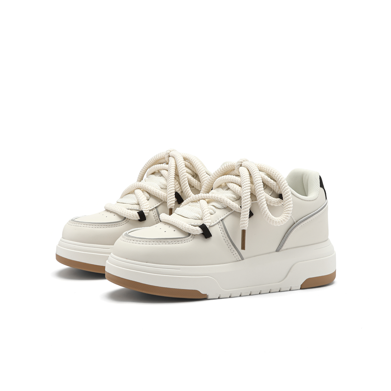 

TALKING TOM Низкие скейтерские кроссовки с увеличенной высотой покрытия унисекс бело-коричневые, цвет White Brown