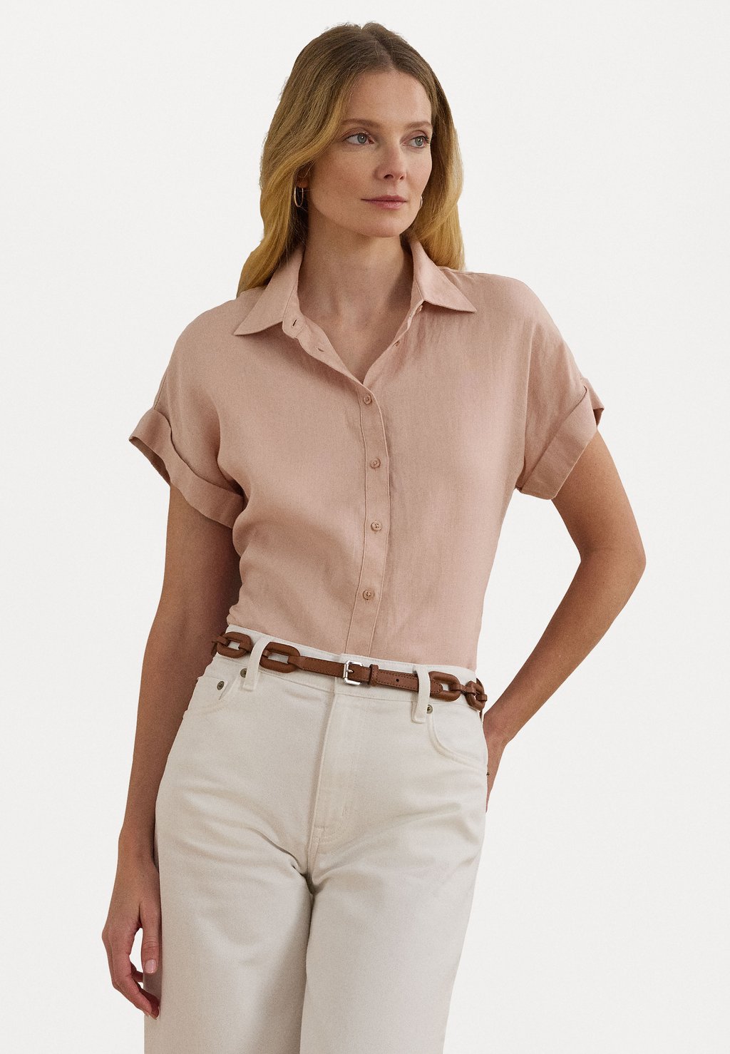 

Рубашка RELAXED FIT LINEN SHORT SLEEVE SHIRT Lauren Ralph Lauren, цвет Sunrise Blush