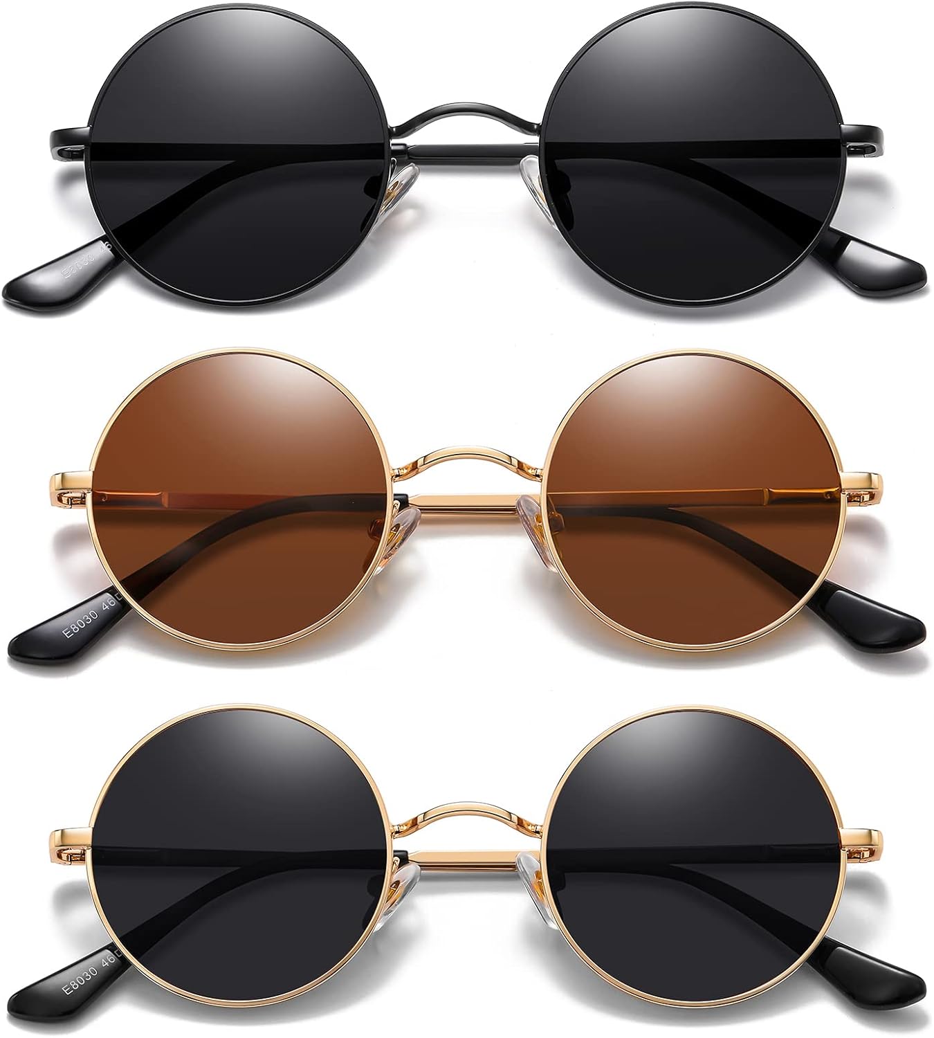 

Солнцезащитные очки MEETSUN маленькие круглые поляризованные для мужчин и женщин, металлические, в стиле ретро, ​​хиппи, круглые, для вождения, фестивалей, косплея, UV400, Black+brown+gold Grey