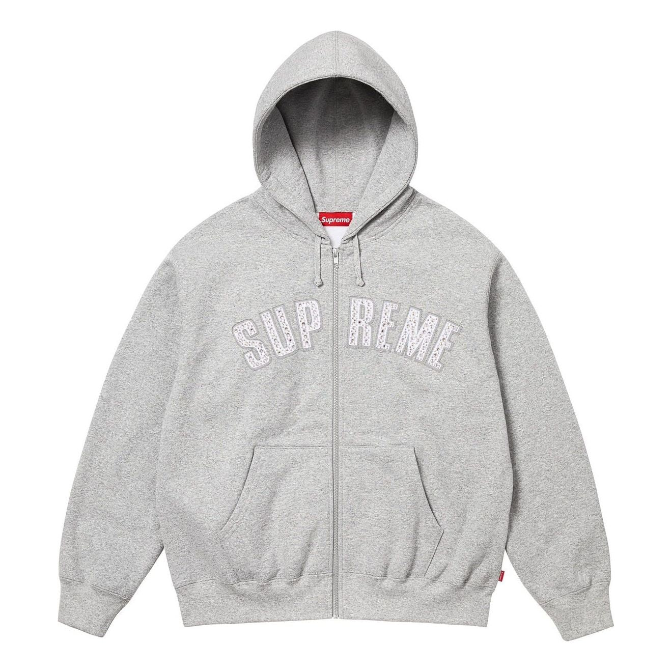 Толстовка Supreme x BB Simon на молнии с капюшоном, цвет «серый меланж»