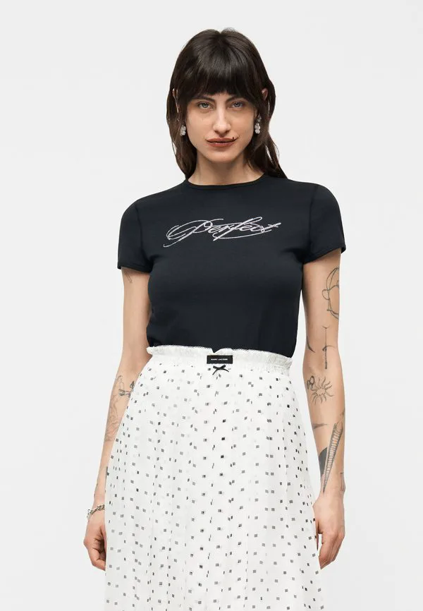 

Идеальная усаженная футболка с принтом Marc Jacobs, Black, Черный, Идеальная усаженная футболка с принтом Marc Jacobs, Black