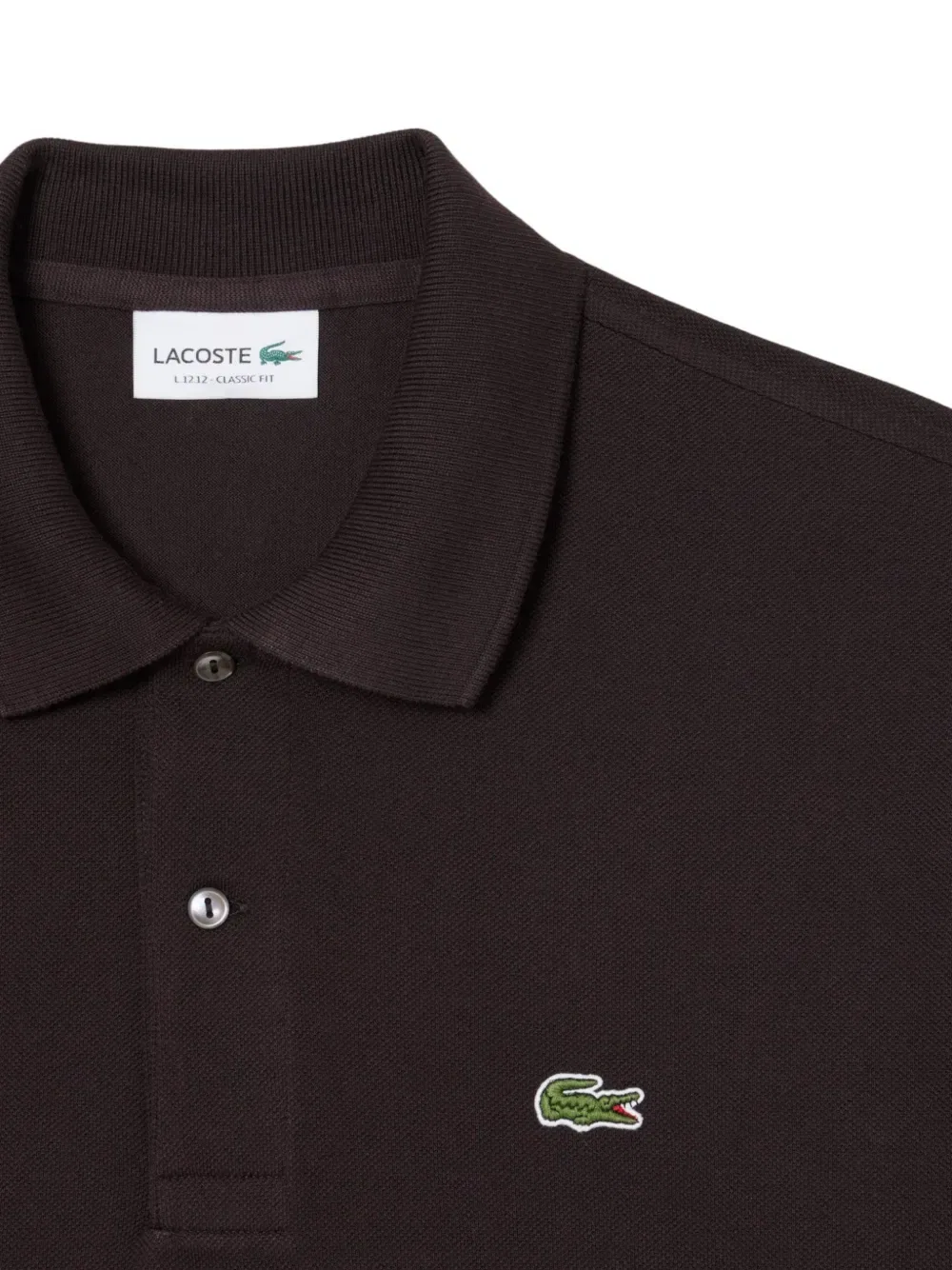 Оригинальная хлопковая рубашка-поло на пуговицах Lacoste, коричневый — фото 3