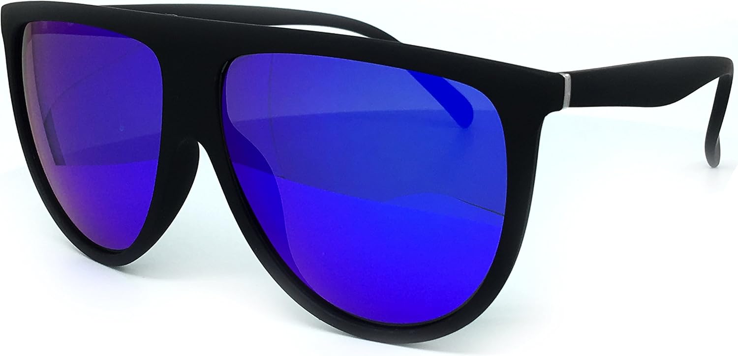 

7166 Премиальные солнцезащитные очки большого размера с мягкими зеркальными линзами, дизайнерские, с плоской верхней частью, для женщин и мужчин (большой размер, матовый/темно-синий цвет) O2 eyewear, Dark Blue