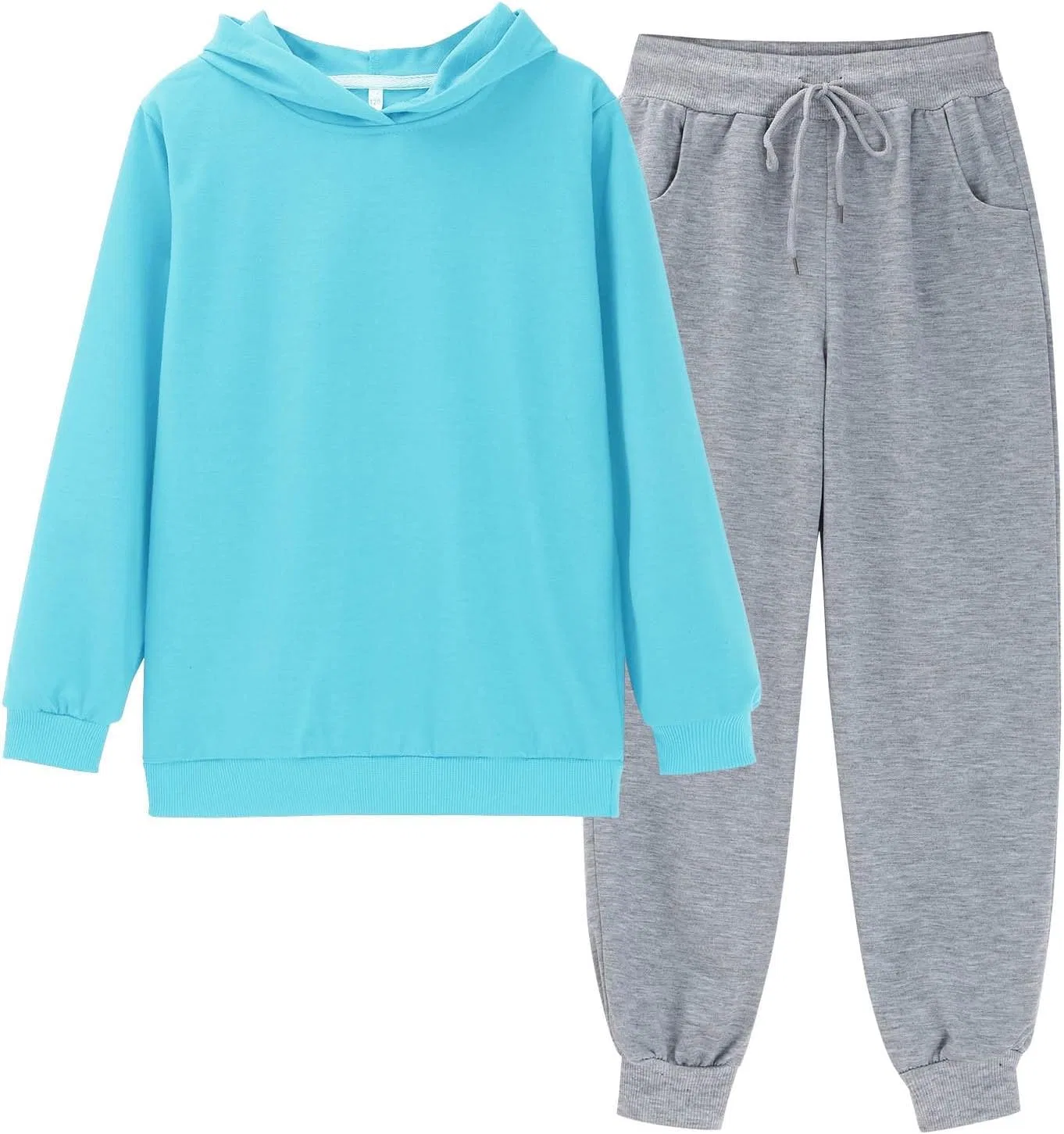 Детский спортивный костюм из хлопка, 2 предмета, толстовка и штаны, Sky Blue