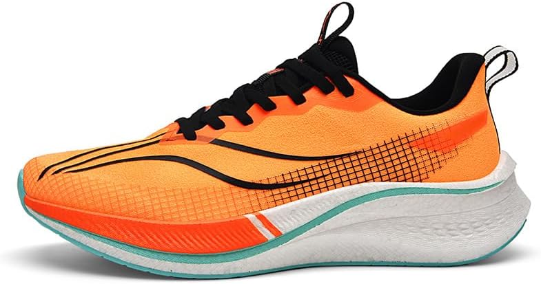 

Мужские беговые кроссовки с углеродной пластиной, легкие, с амортизацией, для шоссейных гонок, с противоскользящей и ударопоглощающей подошвой Generic, оранжевый