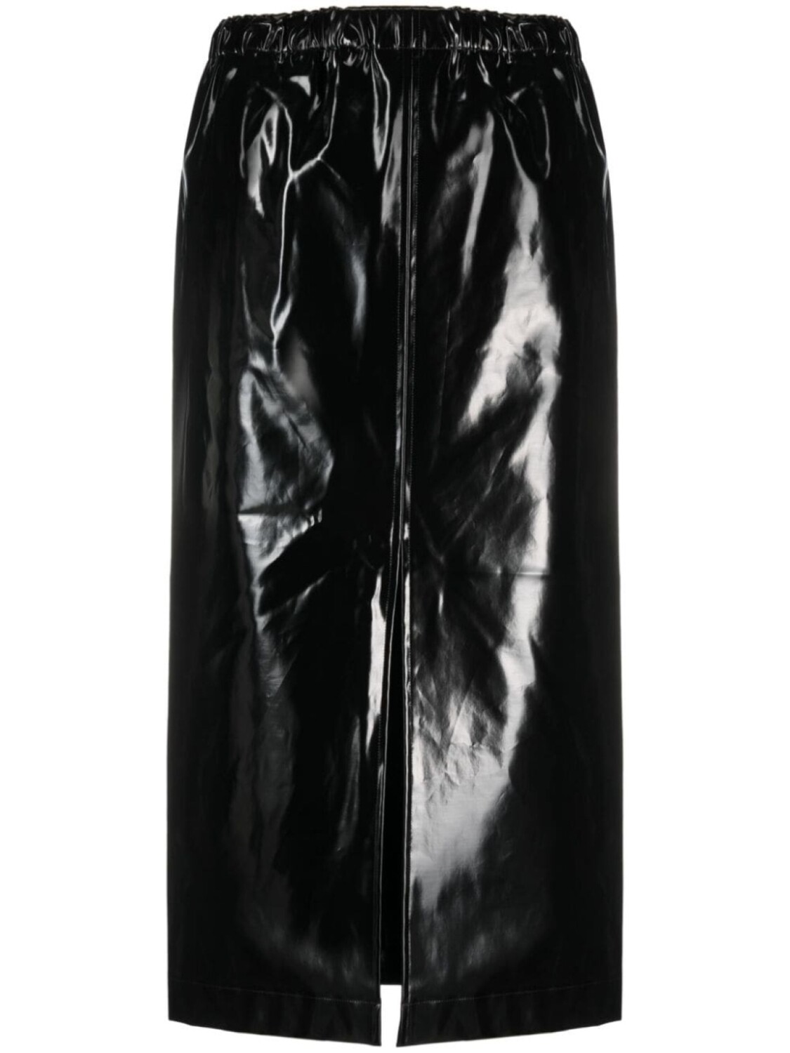 

Maison Margiela лакированная юбка миди с декоративной строчкой, черный