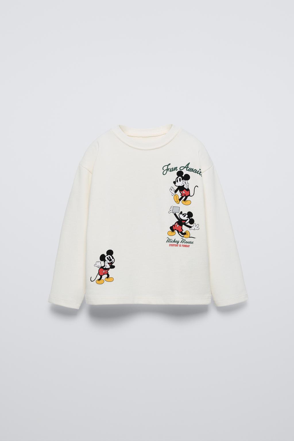 

Флоковая футболка с микки маусом disney ZARA, экрю