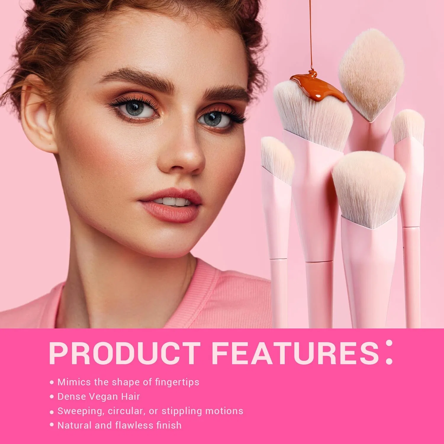 Набор из 14 розовых кистей для макияжа Jessup Brush Set T495 Jessup — фото 3
