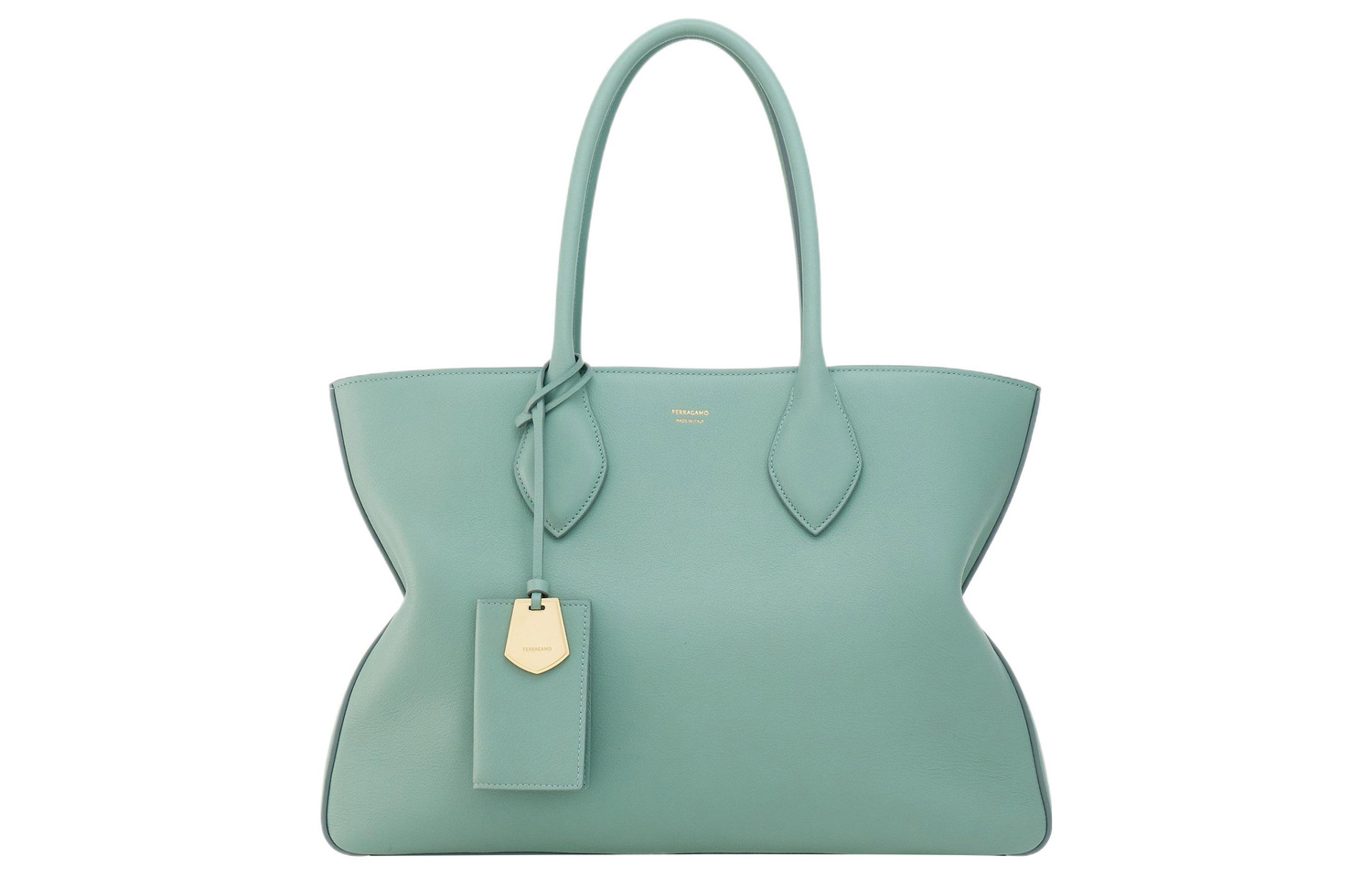 

Ferragamo Сумка через плечо из зерненой телячьей кожи, кроссбоди, большая женская сумка светло-зеленого цвета