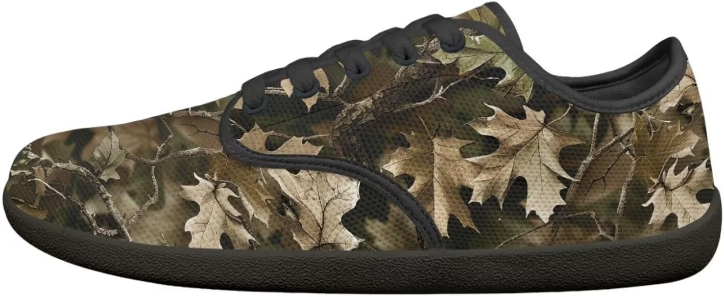 

Мужские кроссовки низкие повседневные с шнуровкой, с широким носком, для ходьбы, кроссовки с подошвой нулевого перепада Pointodoor, Camouflage Hunting
