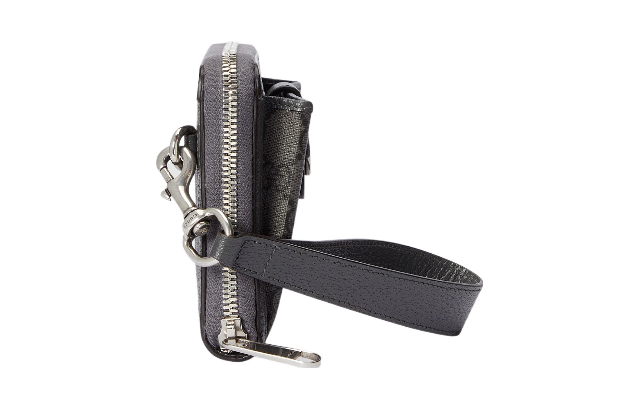GUCCI Кожаный кошелек Ophidia Canvas With Leather Binding мужской Gray & Black — фото 4
